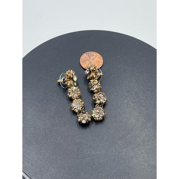 Vintage Gold-Tone Filigree Drop Rhinestone Accents
Statement Dangle Earrings - Picture 7 of 15